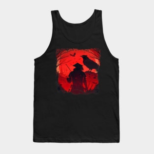 Raven Man Diablo BRZRKR a Witcher on Red Moon Tank Top